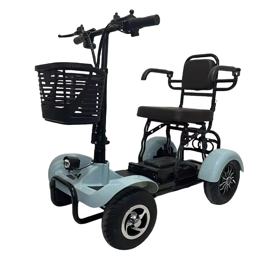 Blue Folding Electric Quadricycle 500W Motor Electric Scooter Adult Electric Quadricycle